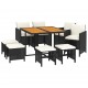 Sonata Set mobilier de grădină cu perne, 9 piese, negru, poliratan