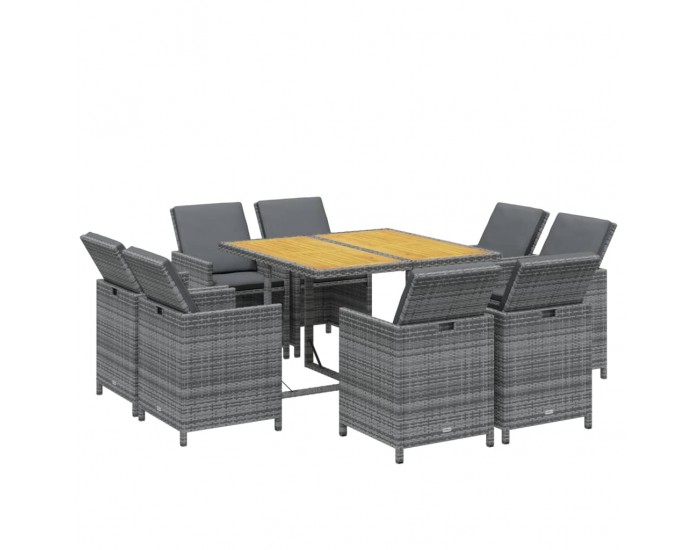 Sonata H Градински трапезен комплект 9 части с възглавници сив полиратан