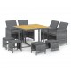 Sonata Set mobilier grădină cu perne, 9 piese, gri, poliratan