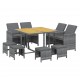 Sonata Set mobilier grădină cu perne, 9 piese, gri, poliratan