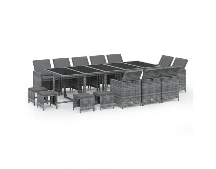 Sonata H Градински комплект с възглавници 15 части полиратан сив