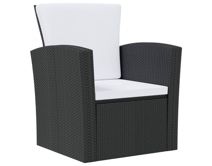 Sonata H Градински комплект с възглавници, 8 части, полиратан, черен