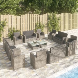 Sonata H Градински комплект с възглавници, 16 части, сив полиратан - Seturi pentru exterior