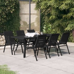 Sonata Set de servit masa pentru grădină, 7 piese, negru
