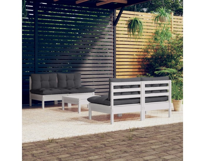 Sonata Set mobilier grădină cu perne antracit, 5 piese, lemn de pin
