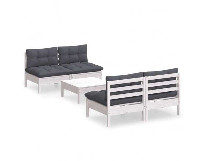 Sonata Set mobilier grădină cu perne antracit, 5 piese, lemn de pin