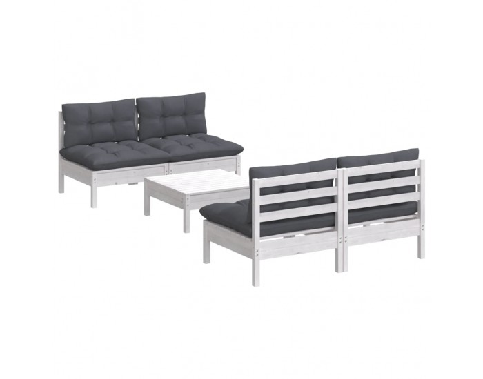 Sonata Set mobilier grădină cu perne antracit, 5 piese, lemn de pin