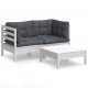Sonata Set mobilier grădină cu perne, antracit, 3 piese, lemn de pin