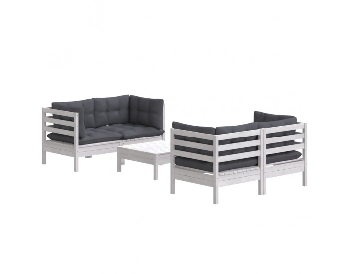 Sonata Set mobilier grădină cu perne antracit, 5 piese, lemn de pin