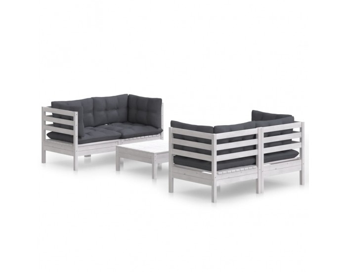 Sonata Set mobilier grădină cu perne antracit, 5 piese, lemn de pin