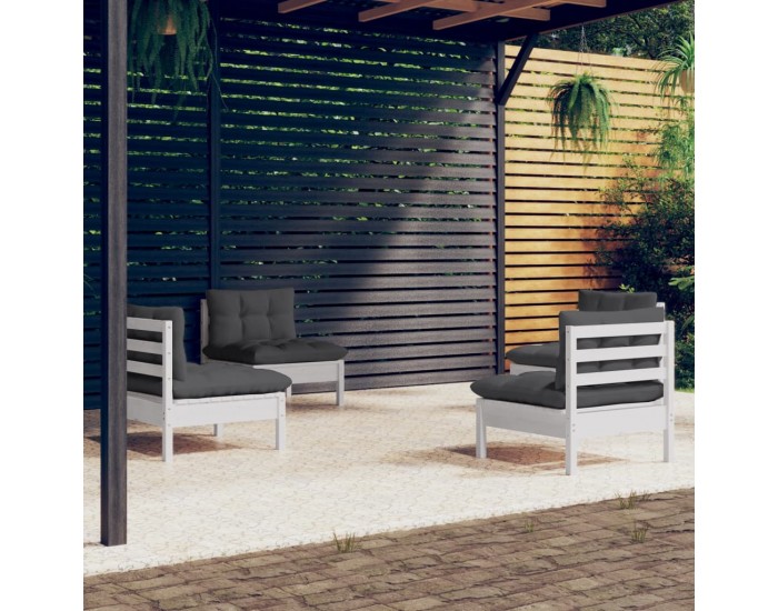 Sonata Set mobilier grădină cu perne antracit, 4 piese, lemn de pin