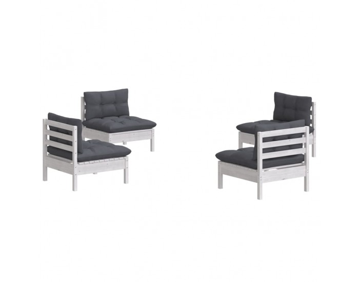 Sonata Set mobilier grădină cu perne antracit, 4 piese, lemn de pin