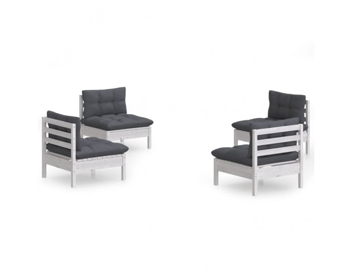 Sonata Set mobilier grădină cu perne antracit, 4 piese, lemn de pin