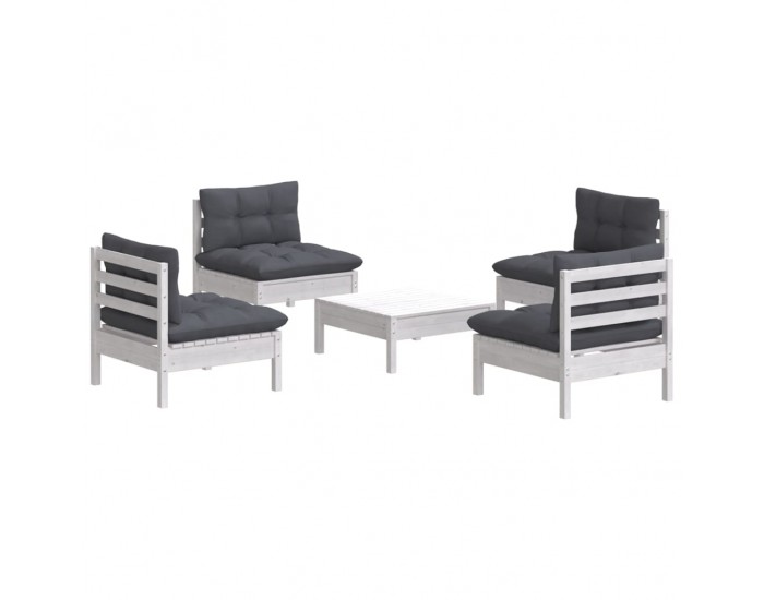 Sonata Set mobilier grădină cu perne antracit, 5 piese, lemn de pin