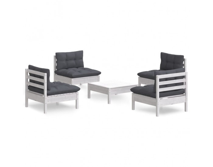 Sonata Set mobilier grădină cu perne antracit, 5 piese, lemn de pin