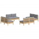 Sonata Set mobilier de grădină cu perne, 8 piese, gri, lemn de pin