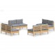 Sonata Set mobilier de grădină cu perne, 8 piese, gri, lemn de pin