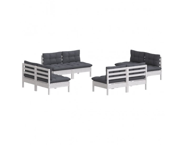 Sonata Set mobilier de grădină cu perne, 8 piese, antracit, lemn pin