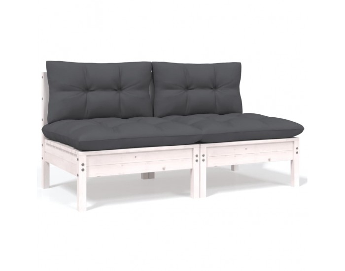 Sonata Set mobilier de grădină cu perne, 13 piese, antracit, lemn pin