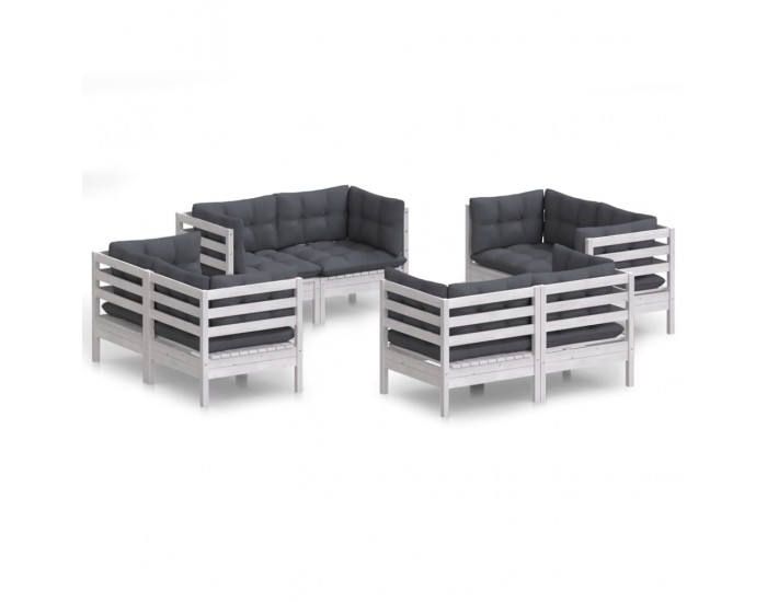 Sonata Set mobilier de grădină cu perne, 8 piese, antracit, lemn pin