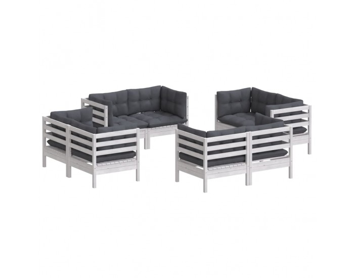 Sonata Set mobilier de grădină cu perne, 8 piese, antracit, lemn pin
