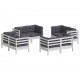 Sonata Set mobilier de grădină cu perne, 8 piese, antracit, lemn pin