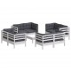 Sonata Set mobilier de grădină cu perne, 9 piese, antracit, lemn pin