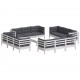 Sonata Set mobilier de grădină cu perne, 13 piese, antracit, lemn pin