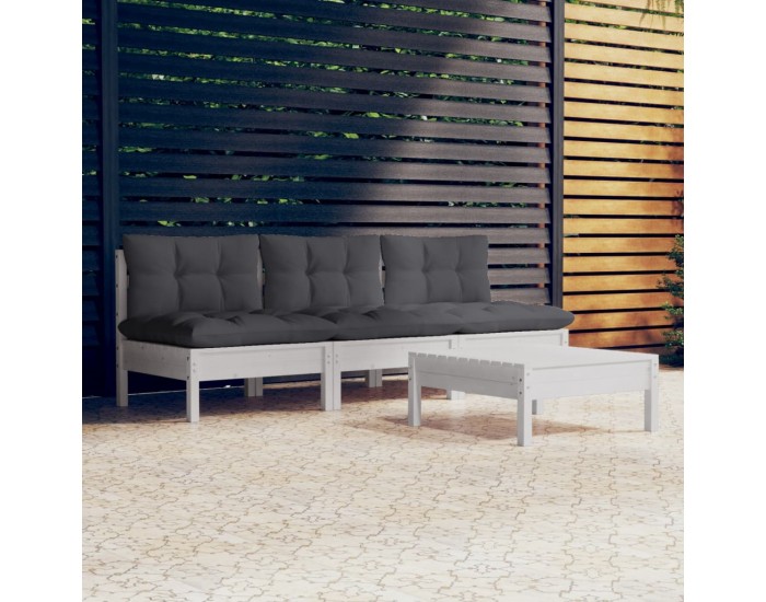 Sonata Set mobilier grădină cu perne antracit, 4 piese, lemn de pin