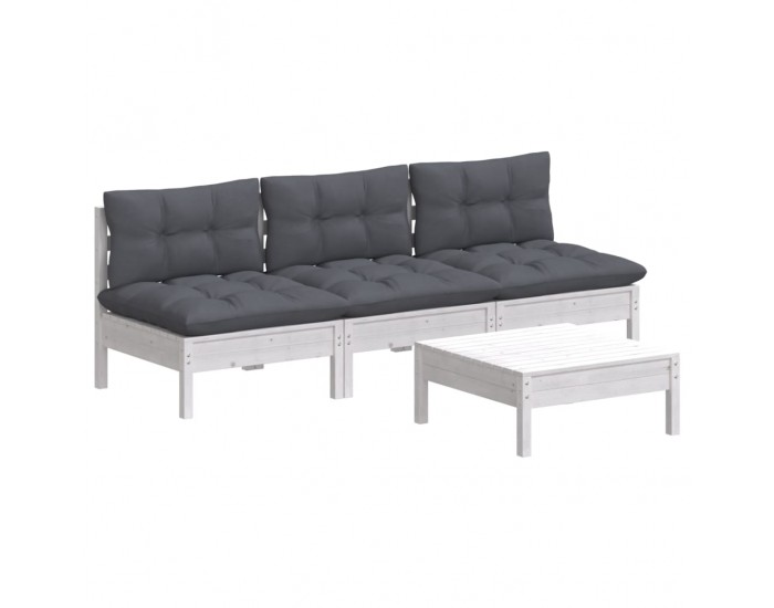 Sonata Set mobilier grădină cu perne antracit, 4 piese, lemn de pin