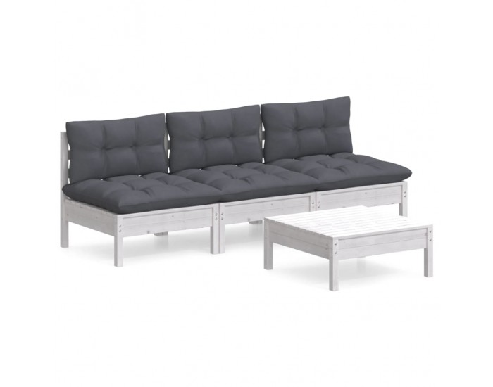 Sonata Set mobilier grădină cu perne antracit, 4 piese, lemn de pin