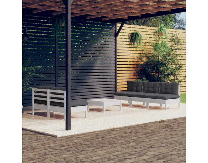 Sonata Set mobilier grădină cu perne antracit, 6 piese, lemn masiv pin