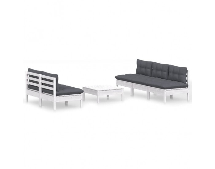 Sonata Set mobilier grădină cu perne antracit, 6 piese, lemn masiv pin