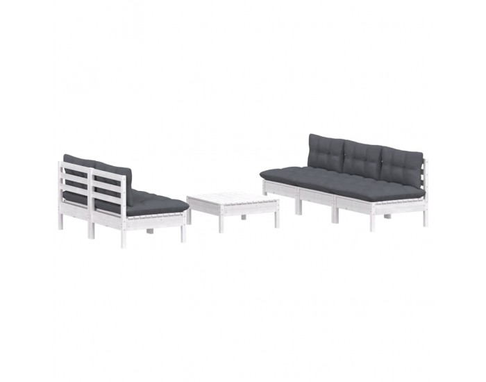 Sonata Set mobilier grădină cu perne antracit, 6 piese, lemn masiv pin