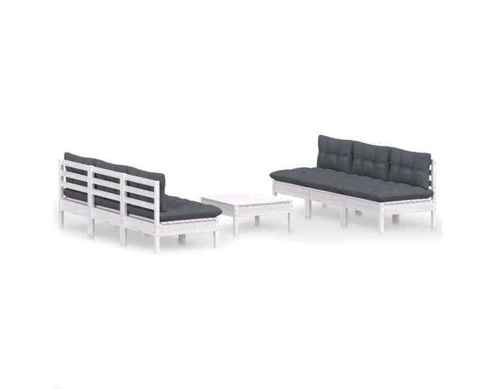 Sonata Set mobilier grădină cu perne antracit, 7 piese, lemn masiv pin