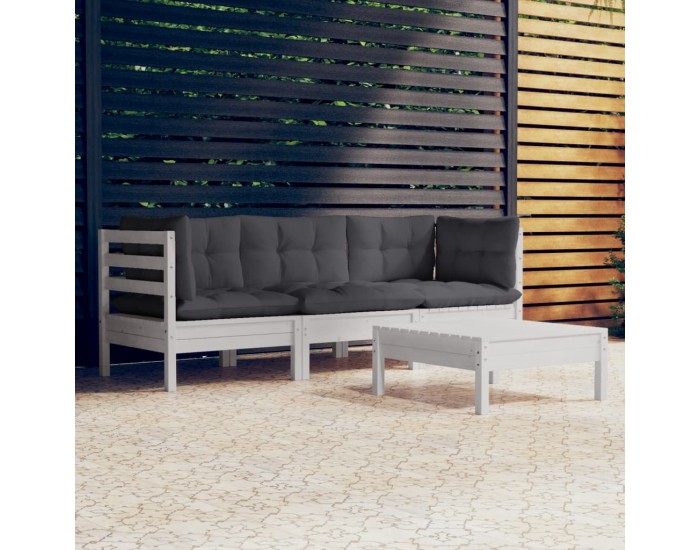 Sonata Set mobilier grădină cu perne antracit, 4 piese, lemn de pin