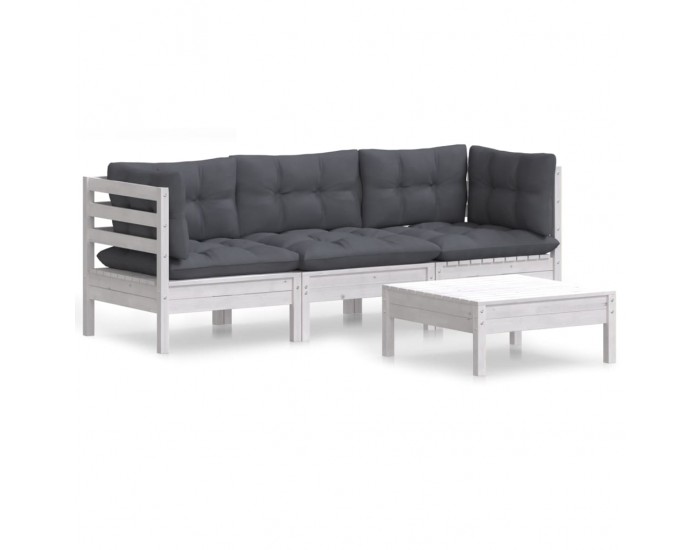 Sonata Set mobilier grădină cu perne antracit, 4 piese, lemn de pin