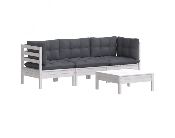 Sonata Set mobilier grădină cu perne antracit, 4 piese, lemn de pin