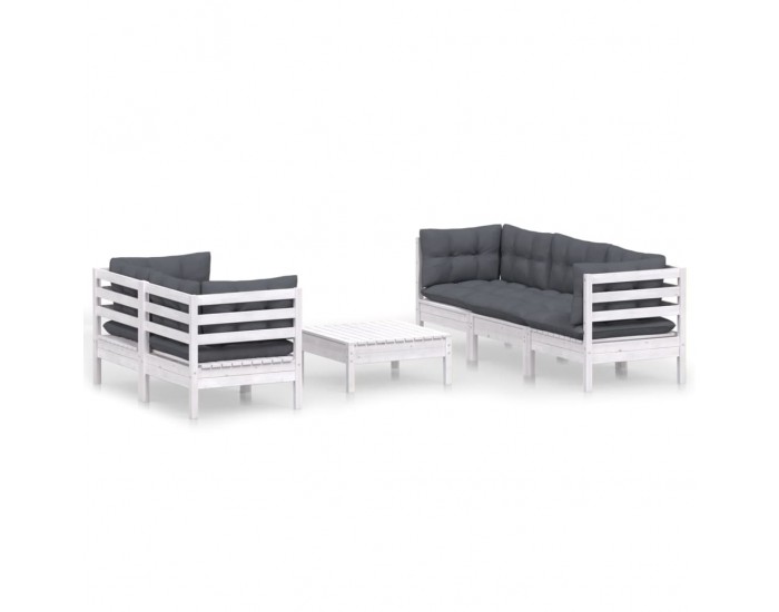 Sonata Set mobilier grădină cu perne antracit, 6 piese, lemn masiv pin