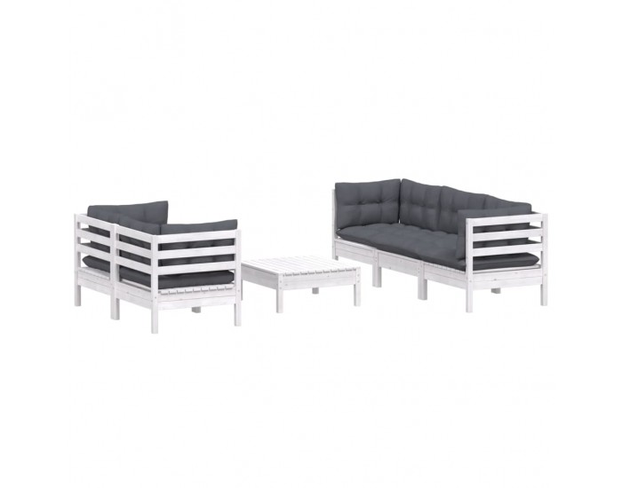 Sonata Set mobilier grădină cu perne antracit, 6 piese, lemn masiv pin