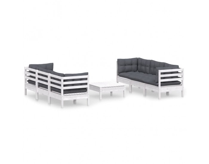Sonata Set mobilier grădină cu perne antracit, 7 piese, lemn masiv pin