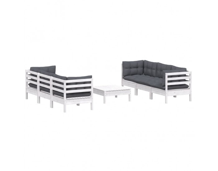 Sonata Set mobilier grădină cu perne antracit, 7 piese, lemn masiv pin