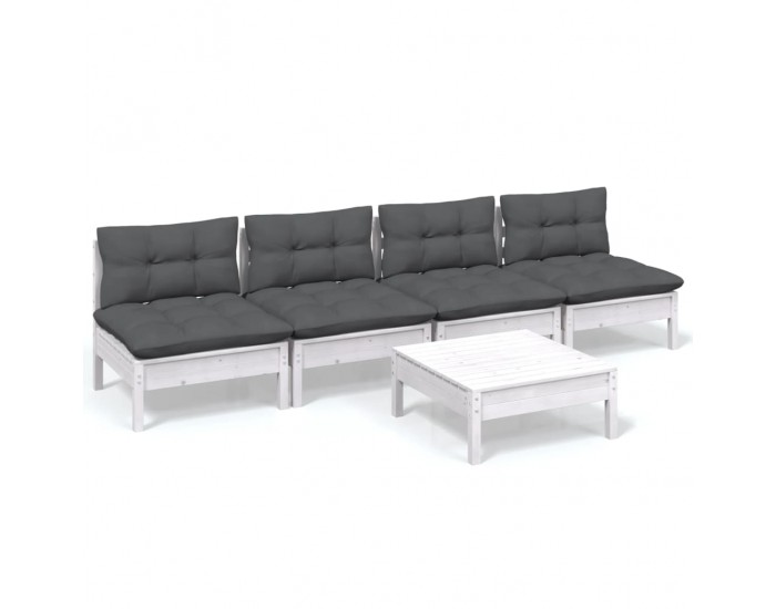 Sonata Set mobilier grădină cu perne antracit, 5 piese, lemn de pin