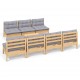 Sonata Set mobilier de grădină cu perne gri, 8 piese, lemn de pin