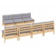 Sonata Set mobilier de grădină cu perne gri, 8 piese, lemn de pin