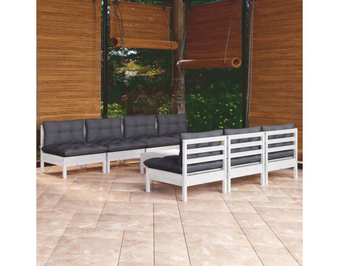 Sonata Set mobilier de grădină cu perne antracit, 8 piese, lemn de pin
