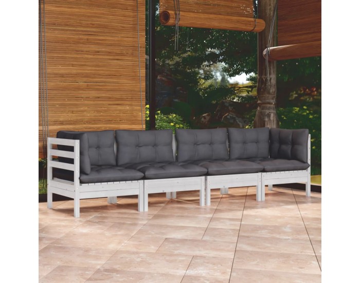 Sonata Set mobilier grădină cu perne, 4 piese, lemn masiv de pin
