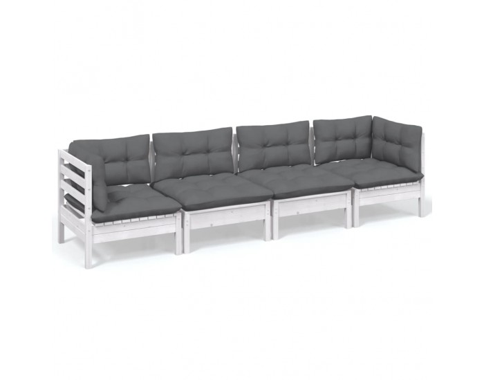 Sonata Set mobilier grădină cu perne, 4 piese, lemn masiv de pin