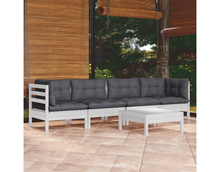 Sonata Set mobilier de grădină cu perne, 5 piese, lemn masiv de pin