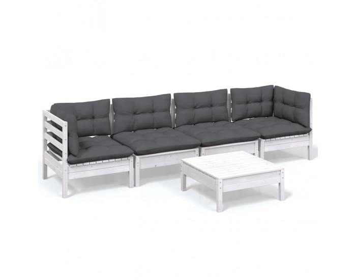 Sonata Set mobilier de grădină cu perne, 5 piese, lemn masiv de pin